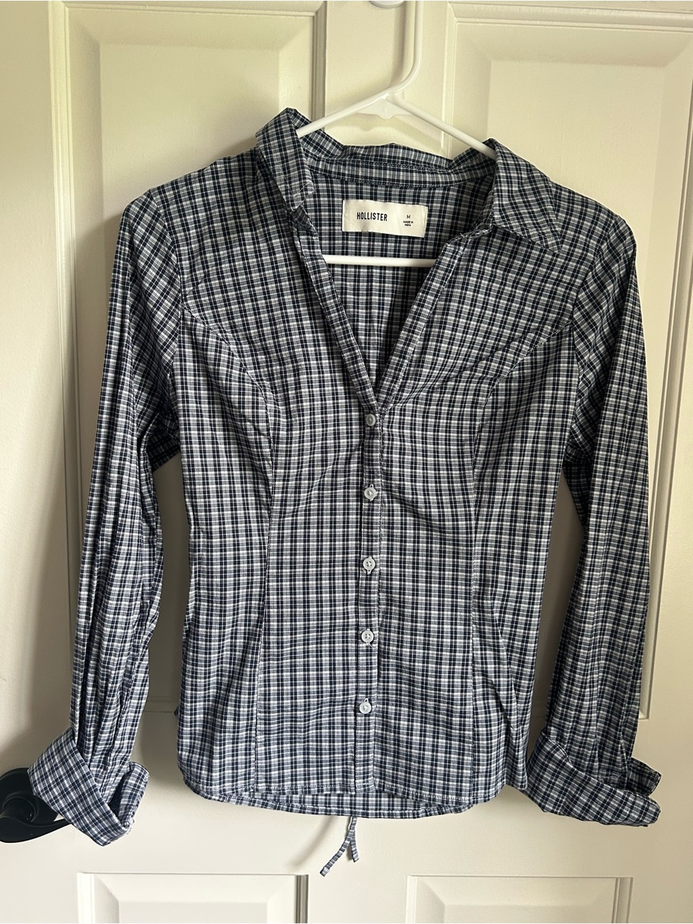 Hollister Navy Plaid Button-Up Shirt